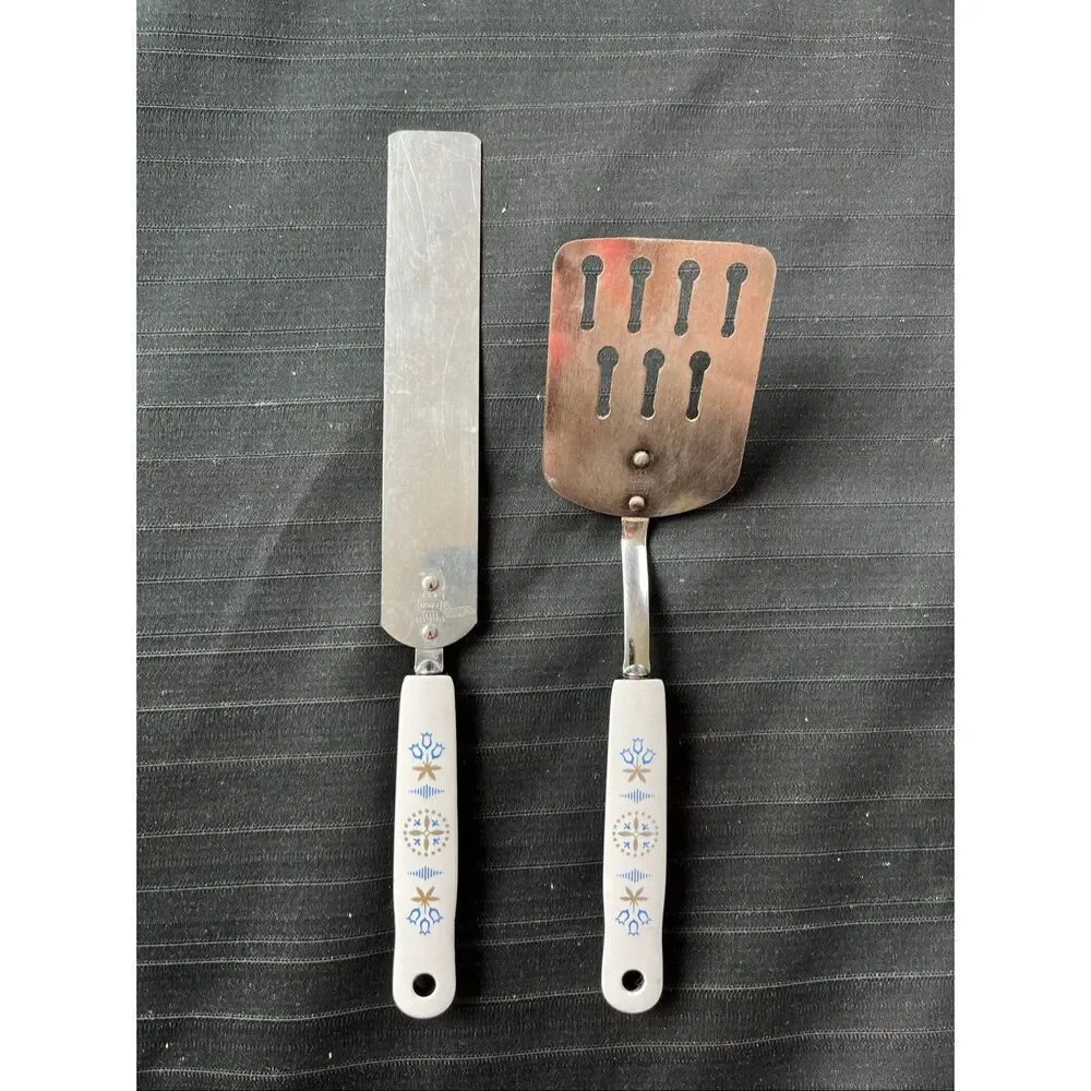 VTG Ekco Floral Handle Spatula Set Mid Century Kitchen Utensils USA